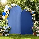 2 Set Wedding Arch Cover Navy Blue Ripple &amp; Solid Stretchy Backdrop Cover