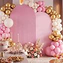 2 Set Wedding Arch Cover Pink Ripple &amp; Solid Color Stretchy Backdrop Cover