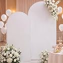 2 Set Wedding Arch Cover White Ripple &amp; Solid Color Stretchy Backdrop Cover
