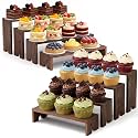 2 Set Wooden Cupcake Stand for Decor, 4 Tiered Display Risers