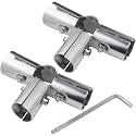 2 Sets 1inch,4 way Pipe Clamp, 4-way Metal Connectors, for 4-Way Pipe Clamp end Rail Clamps (for 1" or 25MM OD, Silver)