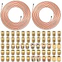 2 Sets 3/16 Inch & 1/4 Inch 25 FT Brake Line Tubing Kit with 58 Pcs Brake Line Fittings, Copper Coated Alloy Steel Brake Lines Kit Replacement for Hydraulic Fuel Transmission Line
