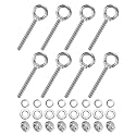 M METERXITY 8-Sets Stainless Eyebolt M10x100mm Shoulder Lifting Eye Bolt with Nuts Washers Male Screw Thread Ring Shoulder Eye Bolts Length 3.94 Inch for Suspending/Fastening