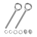 M METERXITY 2-Sets Stainless Eyebolt M10x121mm Shoulder Lifting Eye Bolt with Nuts Washers Male Screw Thread Ring Shoulder Eye Bolts Length 4.76 Inch for Suspending/Fastening