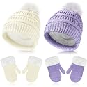 Bencailor 2 Set Beanie Mittens Fleece Lined