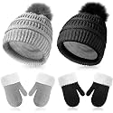 Bencailor 2 Set Beanie Mittens Fleece Lined