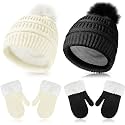 Bencailor 2 Set Beanie Mittens Fleece Lined
