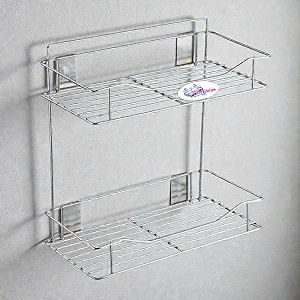 2 shelf rack stand heavy duty stainless steel kitchen amp bathroom organizer rust-free multi-purpose rack for home space saving corner storage shelf