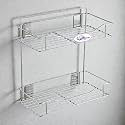 2 Shelf Rack Stand Heavy Duty Stainless Steel Kitchen & Bathroom Organizer Rust-Free Multi-Purpose Rack for Home Space Saving Corner Storage Shelf.