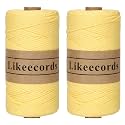 Likeecords 2 Skeins of 100% Cotton Crochet Bag Cord 2mm x 170m Macrame Cord 2mm Crochet Thread Macrame Rope Gift for Knitter (Lemon Yellow)