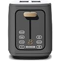 2 Slices Toaster with Touch-Activated Display, 7 Browning Settings, Bagel &amp; Frozen Bread Presets, Slide-Out Crumb Tray Stylish Kitchen Toaster (Porcini-Taupe) (Oyster Gray)
