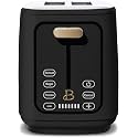 2 Slices Toaster with Touch-Activated Display, 7 Browning Settings, Bagel &amp; Frozen Bread Presets, Slide-Out Crumb Tray Stylish Kitchen Toaster (Porcini-Taupe) (Black)
