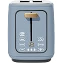 2 Slices Toaster with Touch-Activated Display, 7 Browning Settings, Bagel &amp; Frozen Bread Presets, Slide-Out Crumb Tray Stylish Kitchen Toaster (Porcini-Taupe) (Cornflower Blue)