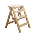 2 Step Wood Folding Stool for Adults Portable Household Kitchen Stool Multi Functional Step Ladder for Indoor Use Thickened and Sturdy(C)