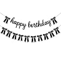 2 Strings Black Bow Birthday Decorations Happy Birthday Banner Black Bow Garland Banner Ribbon Bow Garland for Birthday, Baby Shower, Bachelorette, Bridal Shower, Wedding, Valentine's Day Decor