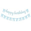 2 Strings Blue Bow Birthday Decorations Happy Birthday Banner Blue Bow Garland Banner Ribbon Bow Garland for Birthday, Baby Shower, Bachelorette, Bridal Shower, Wedding, Valentine's Day Decor