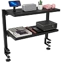 2-Tier Clamp-On Desk Shelf Organizer, Steel 16 in Shelf, Large | Heavy Duty, Expandable Above/Under Desk Storage Shelves, Desktop Extender Accessories for Office Study Room