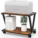 2-Tier Rolling Printer Stand, Modern Office Storage Rack for Home & Desk Organization, Brown Desktop Organizer with Wheels, Ideal for Small Spaces (Brown)