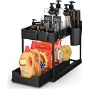 2 Tier Under Sink Storage Organizer with Hooks | Pull Out Cabinet Rack for Kitchen & Bathroom | Multi-Purpose Under Sink Storage Shelf for Kitchen Cabinets & Bathroom Counter
