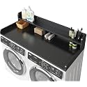 2-Tier Washer and Dryer Countertop with 2.75" H Guard,58" W x 28" D Laundry Countertop Cover with Non-Slip Pad,Large Space Laundry Topper for Folding Clothes Over Washer and Dryer-Black
