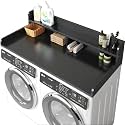 2-Tier Washer and Dryer Countertop with 2.75" H Guard,54" W x 27.5" D Laundry Countertop Cover with Non-Slip Pad,Large Space Laundry Topper for Folding Clothes Over Washer and Dryer-Black