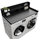 2-Tier Washer Dryer Countertop 54" x 27.55" Washer Dryer Topper for Laundry Room Organization, Large Countertop Cover with Non-Slip Pad Black