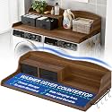 2-Tier Washer Dryer Countertop, Laundry Room Organizer with Drawers &amp; Side Hanging Rod, Wave Design Washer Top Shelf for Folding Clothes and Storage, Laundry Countertop Cover with Hooks