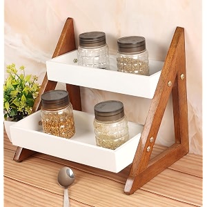 2-Tier Wooden Countertop Organizer Shelf for Kitchen