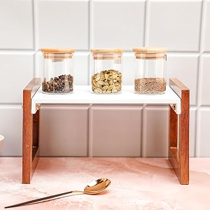 2-Tier Wooden Countertop Organizer Shelf for Kitchen