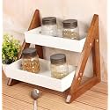 2-Tier Wooden Countertop Organizer Shelf for Kitchen