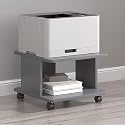 2 Tier Wooden Small Printer Table with Storage, Small Table for Printer, Under Desk Printer Stand, Rolling Printer Cart Shelf with Lockable Wheels for Home, Office(Gray,50 * 50cm)