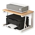 2 Tier Wooden Small Printer Table with Storage, Small Table for Printer, Under Desk Printer Stand, Rolling Printer Cart Shelf with Lockable Wheels for Home, Office(Gray,40 * 50cm)
