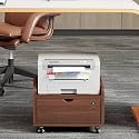 2 Tier Wooden Small Printer Table with Storage, Small Table for Printer, Under Desk Printer Stand, Rolling Printer Cart Shelf with Lockable Wheels for Home, Office(Gray,40 * 40cm)