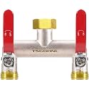 2 Way Hose Splitter, 3/4" GHT Brass Garden Hose Splitter (Red)