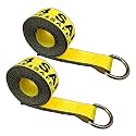 2 PK 2" x10' Lasso Straps Wheel Lift Towing Straps w/D Ring, Yellow, USA