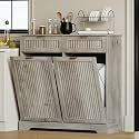 2 x 13 Gallons Double Tilt Out Trash Can Cabinet, Grey