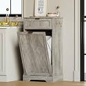 13 Gallons Tilt Out Trash Can Cabinet, Fluted Trash Cabinet, Grey