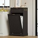 13 Gallons Tilt Out Trash Can Cabinet, Fluted Trash Cabinet, Black