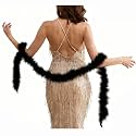 2 Yards 40g Fluffy Marabou Feather Boa for DIY Craft Sewing Trim Home Wedding Party Decoration-Black