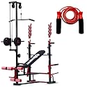20-in-1 Adjustable Home Gym Bench with Lat Pulldown, Leg Curl &amp; Extension and Included Skipping Rope – Complete Full-Body Workout Setup