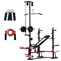 20-in-1 Multi-Function Fitness Bench with Incline/Decline Positions, Pulley System, Grip Strengthener and Skipping Rope for Total Home Gym Workouts