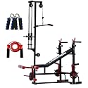 20-in-1 Multifunctional Gym Bench with Lat Pulldown for Home Workout, J-Hook Bench Press Station, Pulley System, Grip Strengthener &amp; Skipping Rope