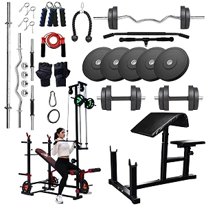 20-in-1 multipurpose gym bench press station for home gym  full-body workout with lat pulldown leg curl dip bar amp adjustable angles  heavy-duty iron frame red amp black - 60kg