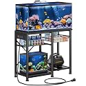 20-29 Gallon Aquarium Stand with 6 ft Power Strip, 5-Tier Metal Frame Fish Tank Stand 20 Gallon Fish Tank Stand 31.5" L*15.75" W Tabletop 400lbs Capacity (Pure Black, 20-29 Gallon)