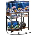 Kalrin 20-29 Gallon Aquarium Stand with 6 ft Power Strip, 5-Tier Metal Frame Fish Tank Stand 20 Gallon Fish Tank Stand 31.5" L*15.75" W Tabletop 400lbs Capacity (Vintage Brown, 20-29 Gallon)
