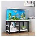 20-30-10 Gallon Fish Tank Stand with Wheels &amp; Storage, Rolling Metal &amp; Wood Aquarium Rack, 77cm Tall Terrarium Holder for Aquatic Plants &amp; Fish Supplies (Color: #1, Size: 80x45x75cm)