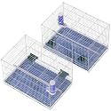20" Stackable Flight Bird Cage, Designed for Parakeets & Multiple Bird Species, with Slide-Out Tray & Convenient Handle, for Cockatiels, Conures, Lovebirds, Canaries, & More, White Aviary（2PCS）