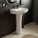 20"W x 17"D White Morden Pedestal Sinks for Small Bathrooms, Los Flexi 20 Inch Pedestal Sink Combo, Bathroom Sink with Overflow & 1 Faucet Hole, Freestanding Installation