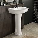 20"W x 19"D Pedestal Bathroom Sink With 3 Faucet Holes 4" Centerset, Los Flexi 20 Inch White Ceramic Rectangular Pedestal Sink Combo with Overflow, Floor-Mounted Lavatory Sinks for Small Spaces