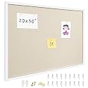 20"x30" White Framed Natural Wood Tone Bulletin Board, Pin Board